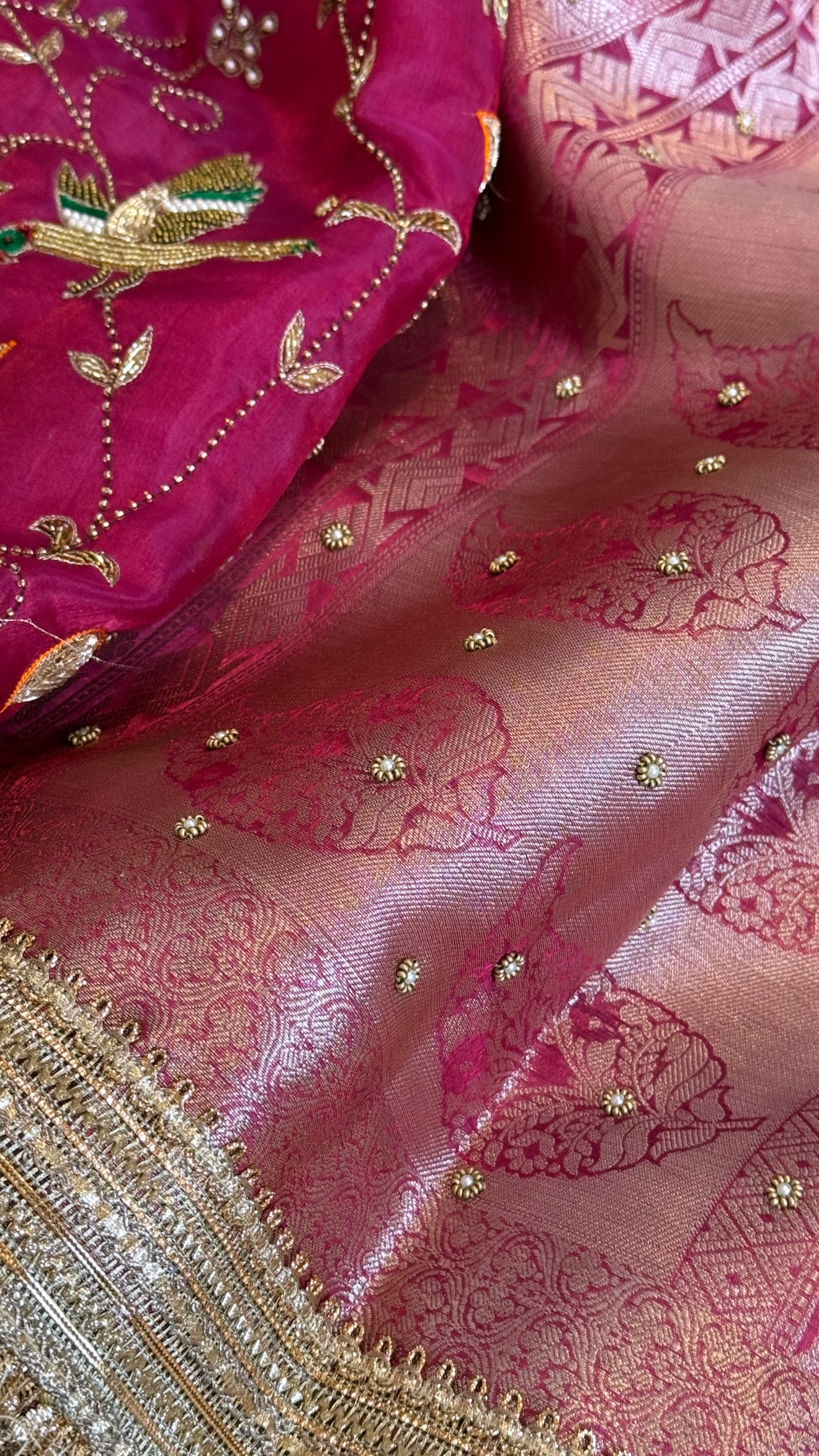 Hathi , ghoda aur palki wali saree - Husn tissue silk hand embroidered saree